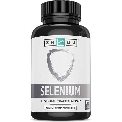  Zhou Nutrition Zhou Selenium 200mcg for Thyroid, Prostate and Heart Health Essential Trace Mineral with Superior Absorption No Yeast 100 Veg Caps