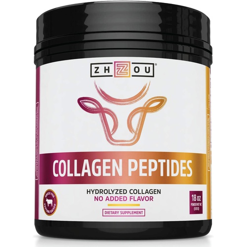  Zhou Nutrition Zhou Collagen Peptides Hydrolyzed Protein Powder  Grass Fed, Pasture Raised, Unflavored, Hormone-Free, Non-GMO,18 Ounce