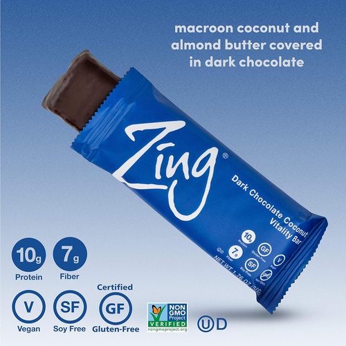  Zing Bars Plant Based Protein Bar, Variety Pack, 12 Count