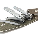 Nail Clippers by Zizzili Basics - 3 Piece Nail Clipper Set - Stainless Steel Fingernail & Toenail Clippers with Nail File and Brown Travel Case - Best Nail Care for Men, Women, Man