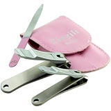 Nail Clippers by Zizzili Basics - 3 Piece Nail Clipper Set - Stainless Steel Fingernail & Toenail Clippers with Nail File & Bonus Pink Carry Case - Best Nail Care for Manicure, Ped