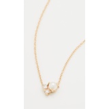 Zoe Chicco 14k Gold White Pearl and Diamond Prong Set Necklace