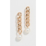 Zoe Chicco Tiny Pearls Small Curb Chain Drop Earrings