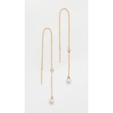 Zoe Chicco Floating Diamond & Pearl Chain Threader Earrings