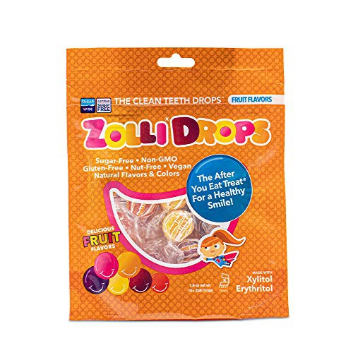  Zollipops | Clean Teeth Zolli Drops - Anti Cavity, Sugar Free Candy with Xylitol for a Healthy Smile - Great for Kids, Diabetics and Keto Diet (15-Count, Natural Fruit)