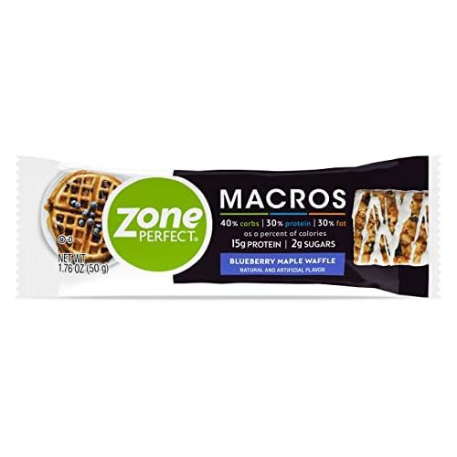  Zone Perfect Macros Protein Bars, Blueberry Maple Waffle, 20 Count