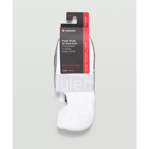 룰루레몬 Lululemon Mens Power Stride No-Show Sock with Active Grip 3 Pack