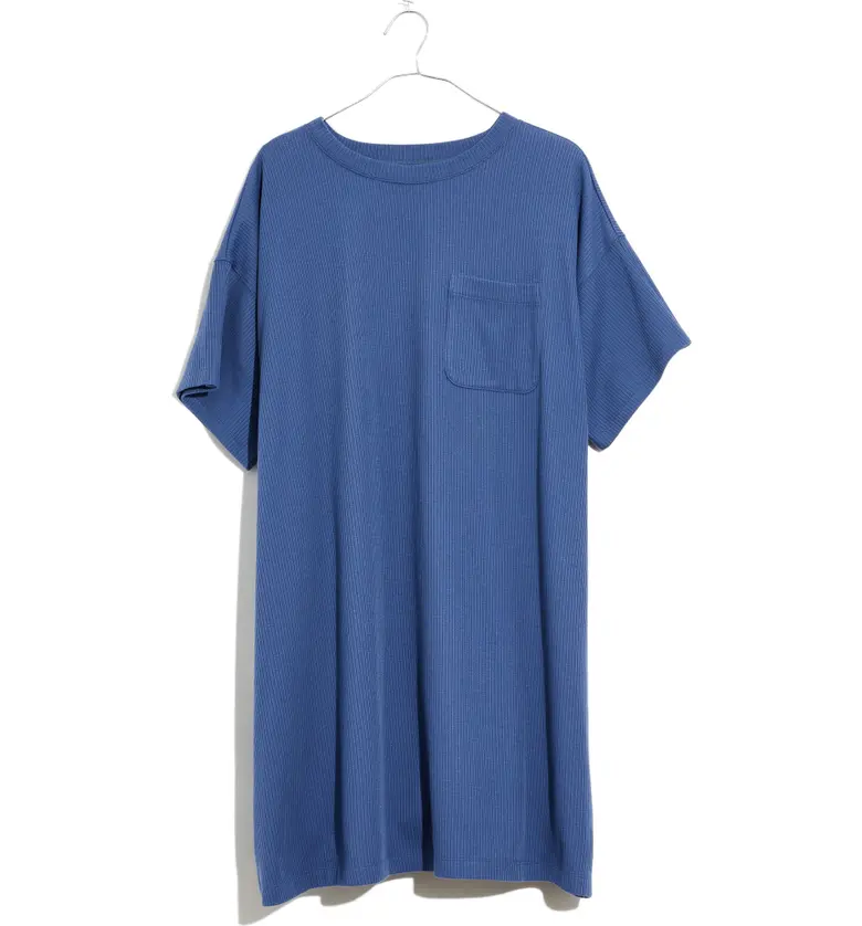 메이드웰 Madewell Ribbed Pocket T-Shirt Dress_STILL OCEAN