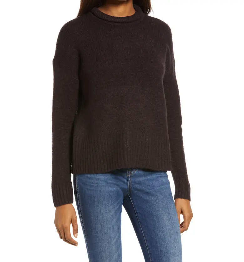 Madewell Luke Puff Neck Trim Pullover_HEATHER RAISIN