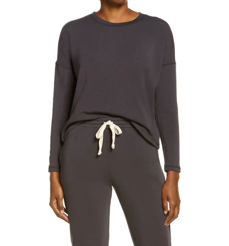 Madewell MWL Superbrushed Easygoing Sweatshirt_BLACK COAL