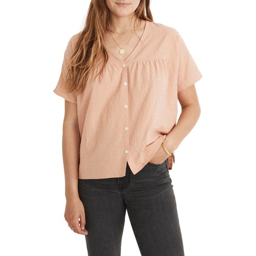 메이드웰 Madewell Swiss Dot V-Neck Blouse_ANTIQUE CORAL