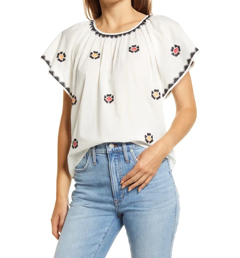 Madewell Embroidered Flutter Sleeve Top_LIGHTHOUSE