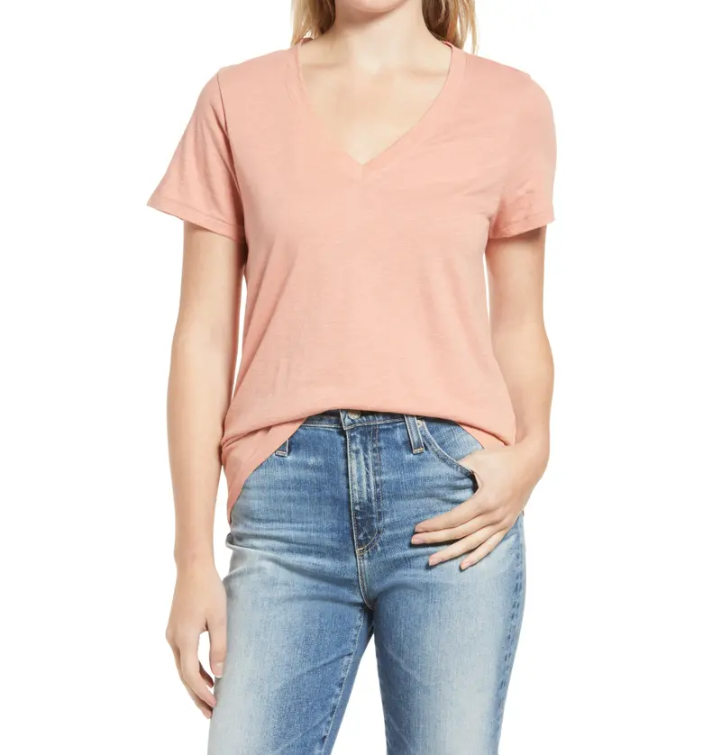 Madewell Whisper Cotton V-Neck T-Shirt_BURNISHED BLUSH