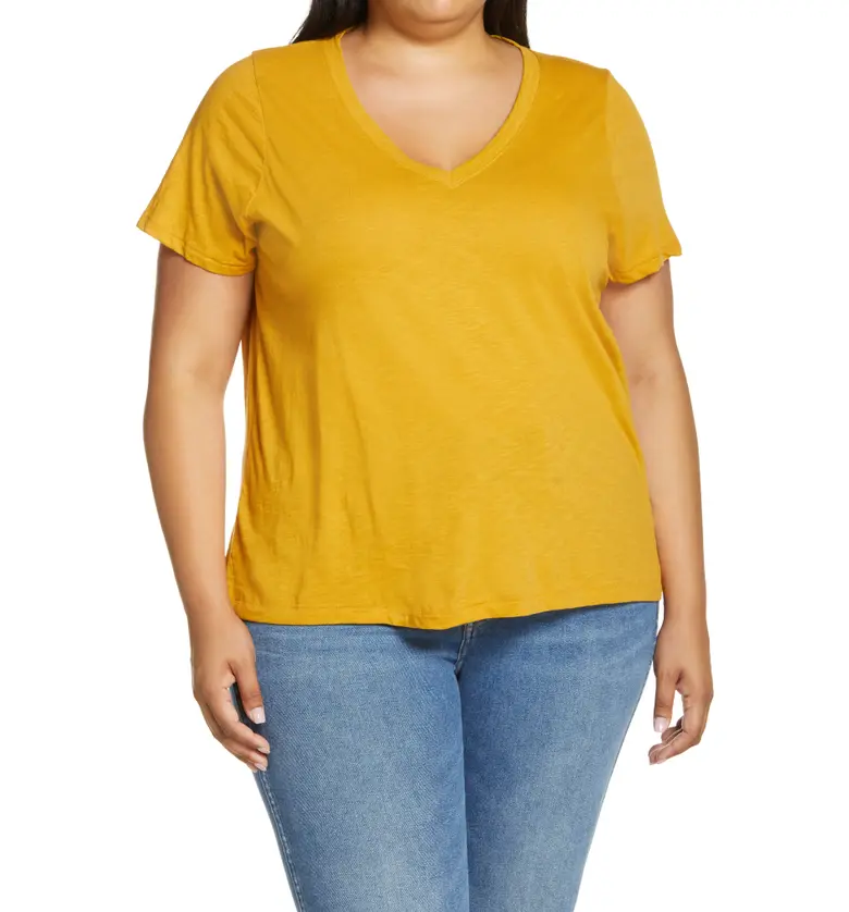 Madewell Whisper Cotton V-Neck T-Shirt_AMBER GOLD