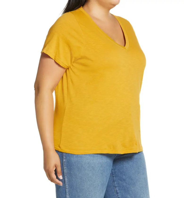 메이드웰 Madewell Whisper Cotton V-Neck T-Shirt_AMBER GOLD