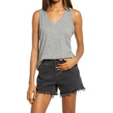 Madewell Whisper Shout Cotton V-Neck Tank_HTHR IRON