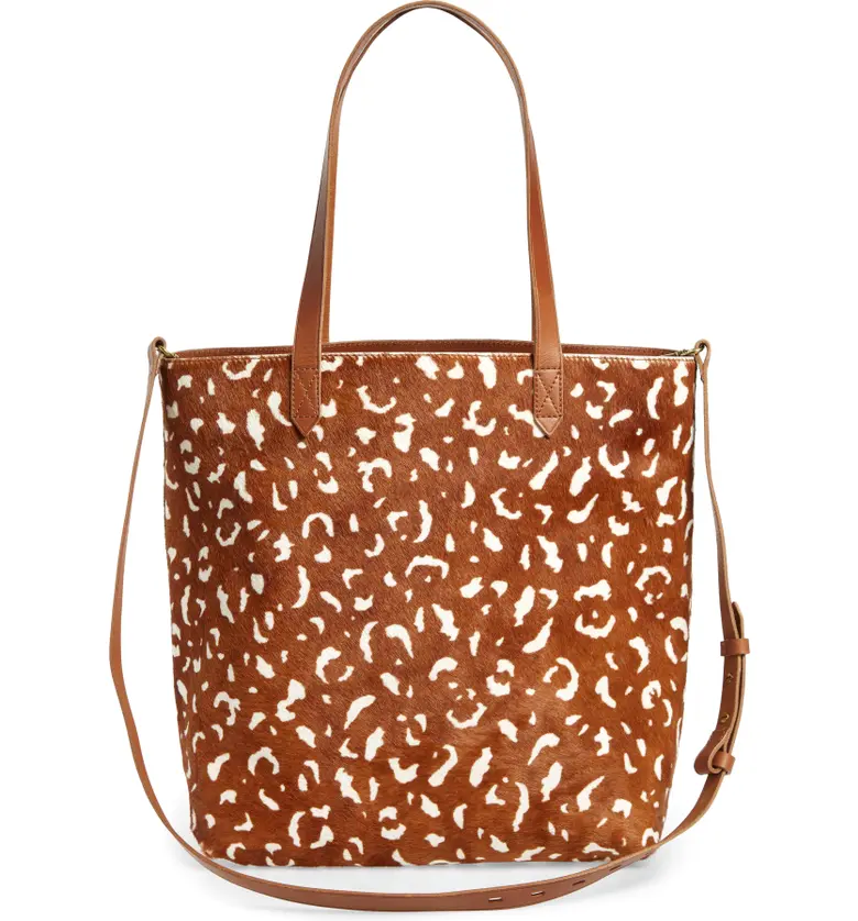 메이드웰 Madewell The Medium Transport Tote: Printed Calf Hair Edition_PECAN MULTI