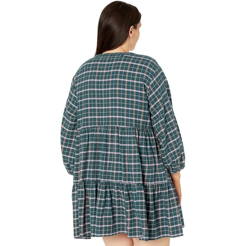 메이드웰 Madewell Plus Size Long Sleeve Button-Down Tiered Mini Dress