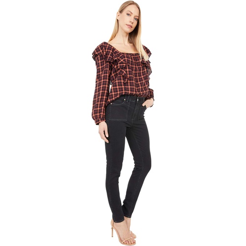 메이드웰 Madewell Plaid Ruffled Square-Neck Crop Top