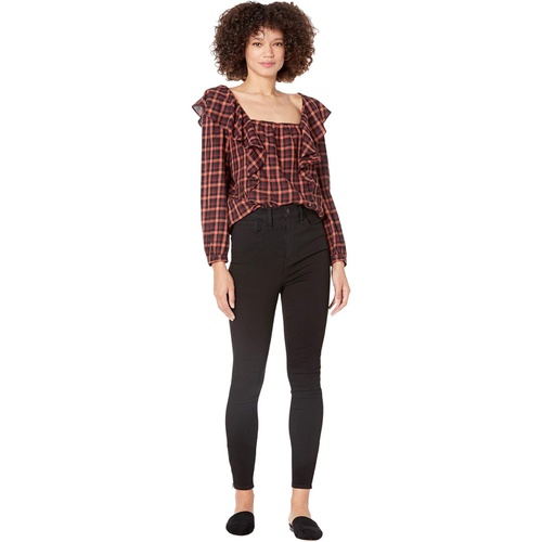 메이드웰 Madewell Plaid Ruffled Square-Neck Crop Top