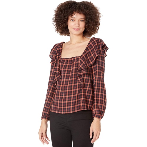 메이드웰 Madewell Plaid Ruffled Square-Neck Crop Top