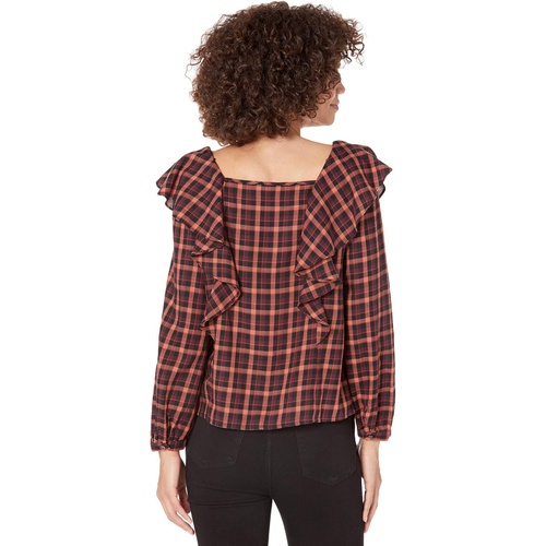 메이드웰 Madewell Plaid Ruffled Square-Neck Crop Top