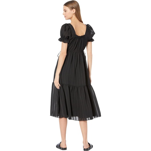 메이드웰 Madewell Square-Neck Tiered Midi Dress in Textured Seersucker