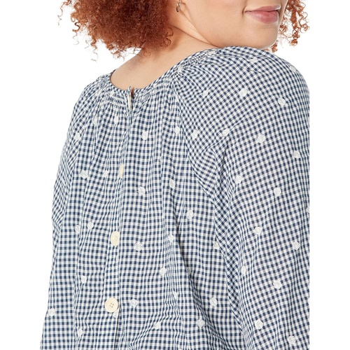 메이드웰 Madewell Plus Embroidered Button-Back Shirt in Gingham Check