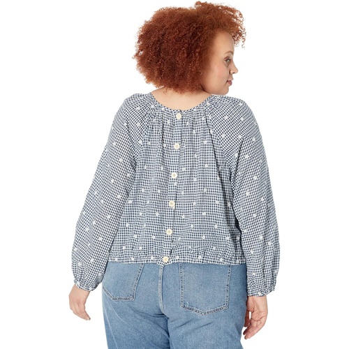 메이드웰 Madewell Plus Embroidered Button-Back Shirt in Gingham Check