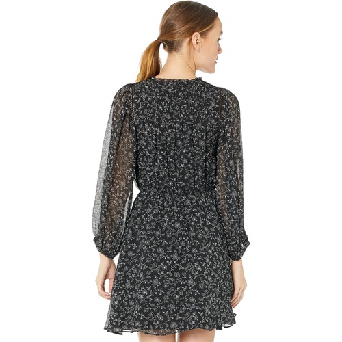 메이드웰 Madewell Ruffle-Neck Button-Front Mini Dress in Dotted Vines