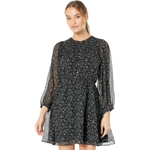 메이드웰 Madewell Ruffle-Neck Button-Front Mini Dress in Dotted Vines