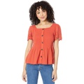 Madewell Eyelet-Sleeve Lucie Smocked Peplum Top