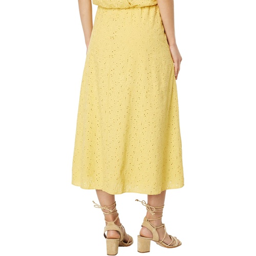 메이드웰 Madewell Eyelet Side-Button Midi Skirt in Dream-On Daisy