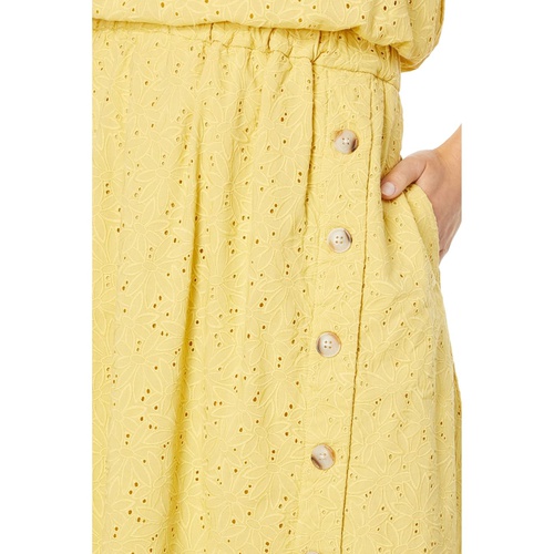 메이드웰 Madewell Eyelet Side-Button Midi Skirt in Dream-On Daisy