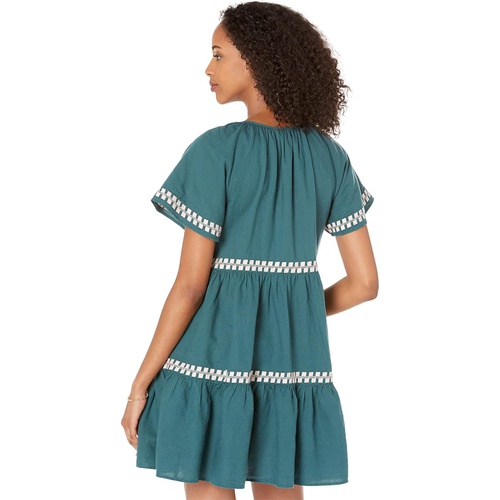 메이드웰 Madewell Embroidered Linen-Blend Flutter-Sleeve Mini Dress