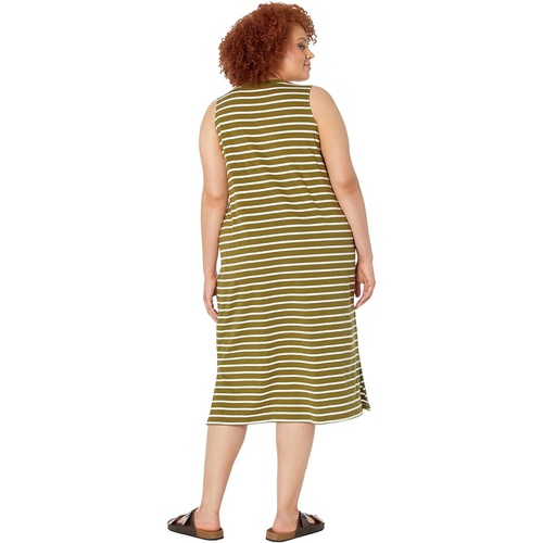 메이드웰 Madewell Plus Organic Cotton Crewneck Tank Midi Dress in Stripe