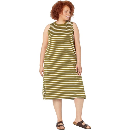 메이드웰 Madewell Plus Organic Cotton Crewneck Tank Midi Dress in Stripe