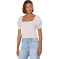 Madewell Seersucker Hopewell Puff-Sleeve Crop Top in Plaid