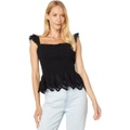 Madewell Linen-Blend Lucie Smocked Peplum Top