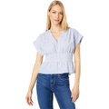 Madewell V-Neck Smocked-Waist Top in Gingham Seersucker