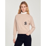 Sandro Sweater with contrasting ruffled collar