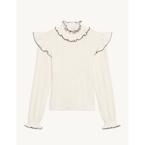 산드로 Sandro Knitted T-shirt with ruffle