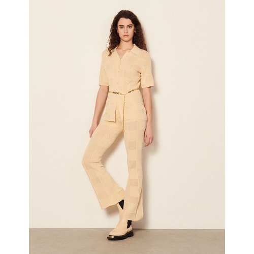 산드로 Sandro Pointelle knit trousers