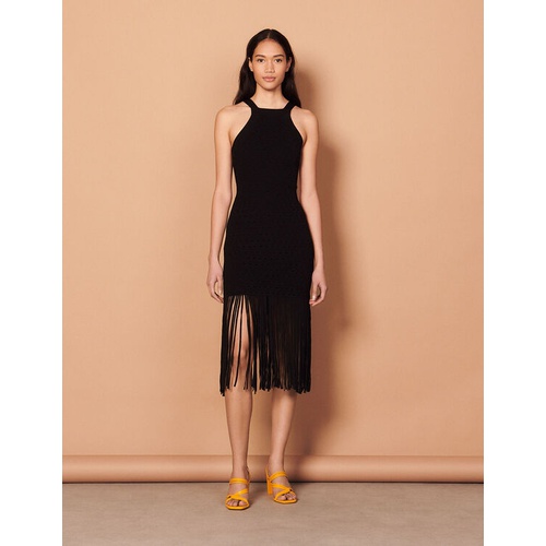 산드로 Sandro Fringe knit midi dress