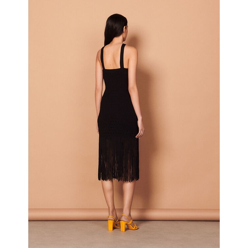 산드로 Sandro Fringe knit midi dress