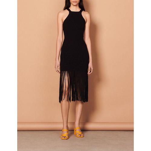 산드로 Sandro Fringe knit midi dress