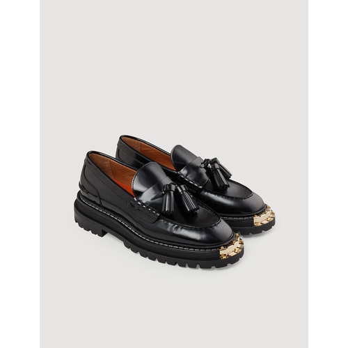 산드로 Sandro Thick-soled leather loafers