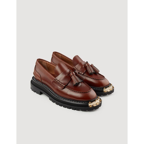 산드로 Sandro Thick-soled leather loafers