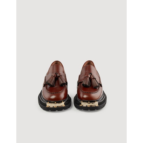 산드로 Sandro Thick-soled leather loafers