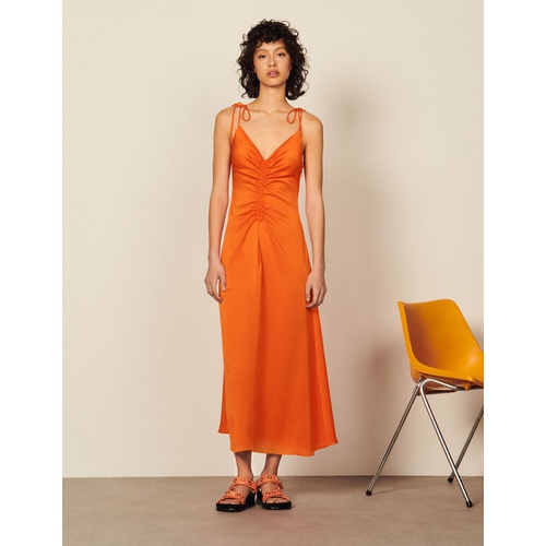 산드로 Sandro Long dress with narrow straps